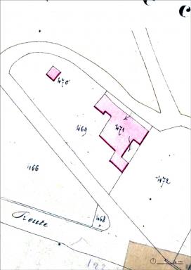 Plan de la proprit Aime appartenant  M. Henri Valiton en 1871.@Plan de masse sur le cadastre de Nice en 1871. Proprit Aime appartenant  M. Henri Valiton.