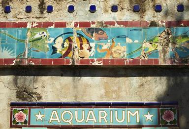 Aquarium. Frise en cramique sur la faade sud.