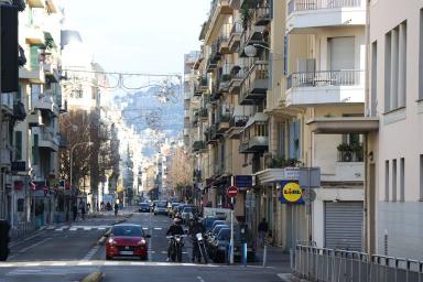 Vue vers le fond de perspective est (changement pour la rue de la Buffa) depuis la rue Fricro