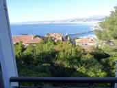 Vue sur la baie des anges de la faade antrieure.