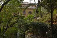 Le jardin des plantes de milieu tropical sec : vue prise depuis l'alle maonne en direction de la maison.