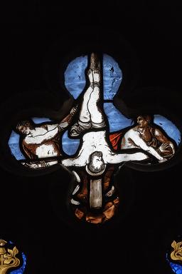 Dtail de la mouchette : le Crucifiement de saint Pierre.