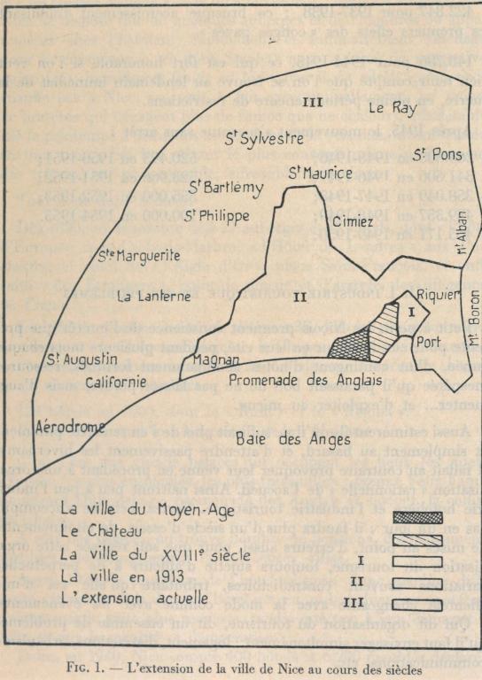 Plan des quartiers de Nice.