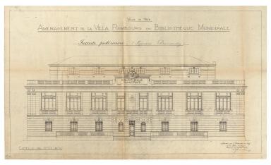 Amnagement de la villa Rambourg en bibliothque municipale, projet sign par Nicolas Anselmi dat de 1922.
