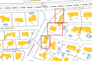 Extrait cadastral de la commune Roquefort-la-Bédoule section AW, échelle d'origine 1/1250