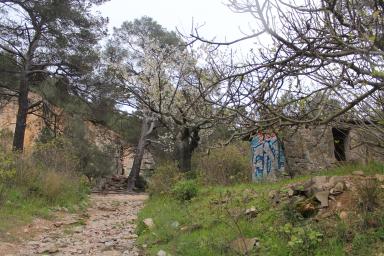Bâtiment en ruine, à côté du concasseur de la carrière du Loin, secteur du bas