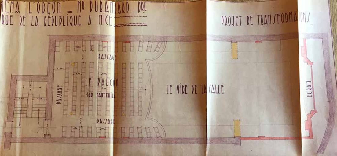 Cinma Odon, demande de permis de construire, A. Fabre architecte, septembre 1941 (cote 2T951 209), plan du balcon