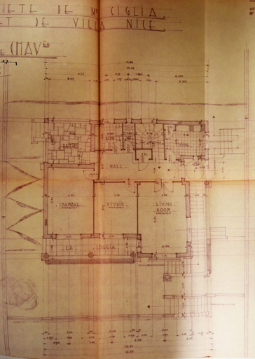 Demande de permis de construire, juillet 1939, Louis Heitzler architecte, plan du 1er tage (cote 2T921 292). Le plan dsigne une pice comme studio.