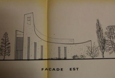 Chapelle, élévation Est (en réalité Ouest), Beyersdorf architectes, octobre 1973