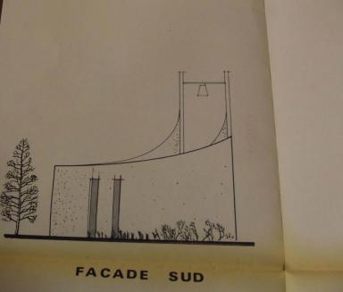 Chapelle, élévation sud (en réalité Nord), Beyersdorf architectes, octobre 1973