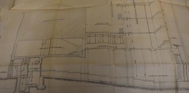 Cinma Rex, demande de permis de construire, Louis Bivel architecte, mars 1933 (cote 2T716 203). A gauche, l'entre du cinma sous l'immeuble existant de la rue Paganini ; A droite, le nouvel immeuble sur cour ; Au centre, la cour entre les deux immeubles. 