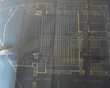 Demande de transformation du cinéma, Jules Febvre architecte, juillet 1912 (cote 2T271 353), plan des balcons du premier étage
