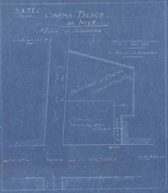 Cinéma Paris Palace. Demande de permis de construire. Charles Bellon et Charles Bernard architectes, avril 1920 (permis 2T312 120), plan de situation