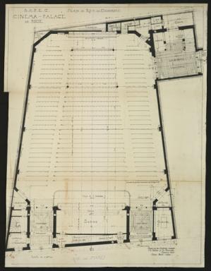 Cinéma Paris Palace. Demande de permis de construire. Charles Bellon et Charles Bernard architectes, avril 1920 (permis 2T312 120), plan du parterre