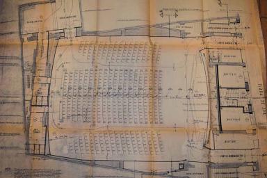 Cinéma Paris Palace. Demande de permis de construire pour modifier le cinéma. Georges Peynet architecte, avril 1959 (permis 578 W 91), plan du parterre