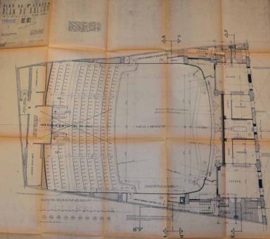 Cinéma Paris Palace. Demande de permis de construire pour modifier le cinéma. Georges Peynet architecte, avril 1959 (permis 578 W 91). Plan du balcon.