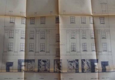 Cinéma Paris Palace. Demande de permis de construire pour modifier le cinéma. Georges Peynet architecte, avril 1959 (permis 578 W 91). Elévation de la façade rue de Paris.