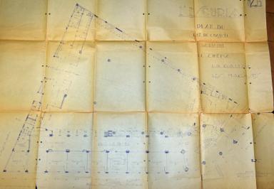 Cinma Escurial, plan du rez-de-chausse comprenant les boutiques ouvrant sur la rue, Lonard Varthaliti architecte, mai 1931 (cote 36 W 24)