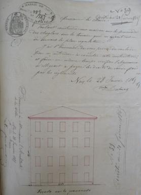 Demande de permis de construire pour une maison sur la Promenade des Anglais, Thomas Dalmas commanditaire, 1865 (cote 2T20 39).