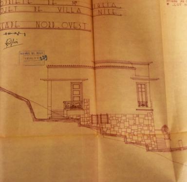 Demande de permis de construire, juillet 1939, Louis Heitzler architecte, élévation de la façade nord-ouest (cote 2T921 292).
