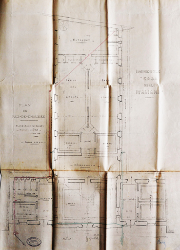Demande de permis de construire, mars 1931, Florestano di Fausto architecte, plan du rez-de-chausse (cote 2T655 685).