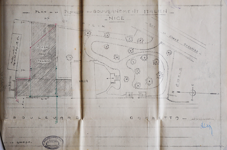 Demande de permis de construire, mars 1931, Florestano di Fausto architecte, plan de la proprit (cote 2T655 685).@Plan de la proprit en 1931.