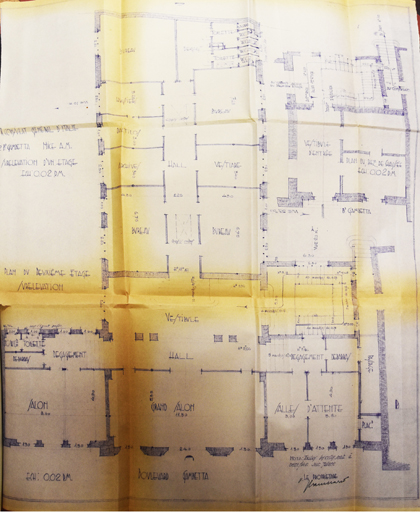 Demande de permis de construire, 1933, Jules Carrano architecte, plan du deuxime tage (cote 2T705 40).