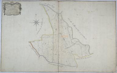 La plaine  l'emplacement des quartiers Malaussna - Vernier, cadastre de 1812. La flche situe l'actuelle place Charles-de-Gaulle.