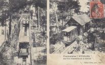 Vues du funiculaire avec la station d'arrive au niveau de l'htel Hermitage, carte postale non date.