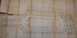 Demande de permis de construire, 1926, R. L. Gastaldi architecte, plan de la galerie marchande (cote 2T448 526). La promenade des Anglais est  gauche.