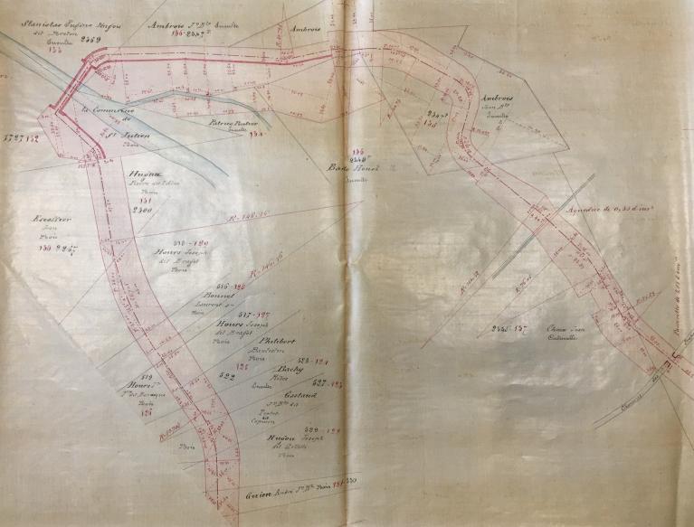 Plan parcellaire des surfaces  acqurir dans la commune de Saint-Julien pour la traverse du canal du Verdon, 1867