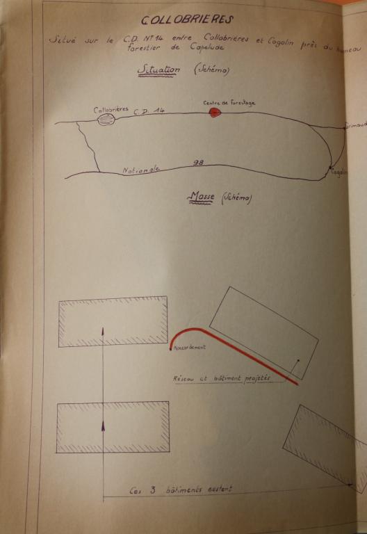 Plan de situation et plan de masse schmatiques du hameau, en fin d'anne 1964 (A. D. 83 746 W 66).