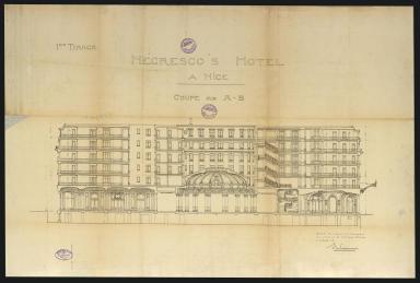 Negresco's htel  Nice, coupe [sud-nord], 1911 (actuel 37 Promenade des Anglais).@Negresco's htel  Nice, coupe [sud-nord], 1911.