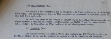 Information sur les hameaux de forestage de Harkis de Collobrières, 1973.@Compte-rendu de la réunion ministérielle concernant les hameaux de forestage de Collobrières, 5 avril 1973.