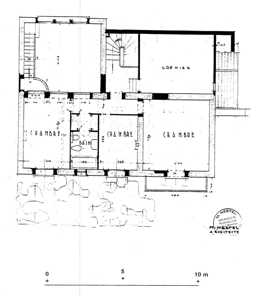  [Villa La Madone au Cap d'Antibes. Projet d'agrandissement. Plan de ltage.] 1954.
