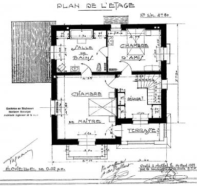 Proprit de Mr Maurice Peellaert  la Garoupe : avenue du Grand Duc. Projet de villa. Plan de l'tage. 1929.