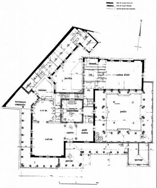 [Villa Zro  Antibes. Projet de reconstruction : plans, coupes, lvations.] 1990. Dtail : plan du rez-de-chausse.