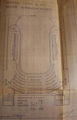 Nouveau casino [Nice], balcon, distribution des places, 1945.