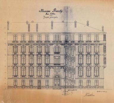 Plan de la "facade principale" de la Maison Barety
