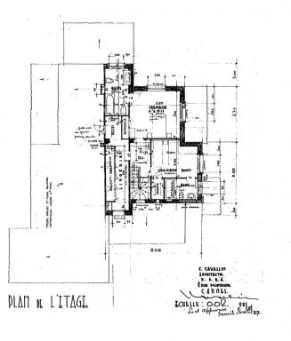 Proprit de Mme Danile Parola. Parc Saramartel. Juan-les-Pins. Plan de l'tage. 1937.