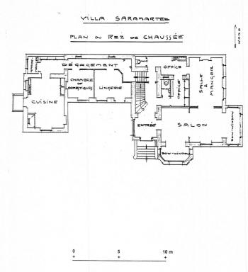 Villa Saramartel. Plan du rez-de-chausse. 1938.