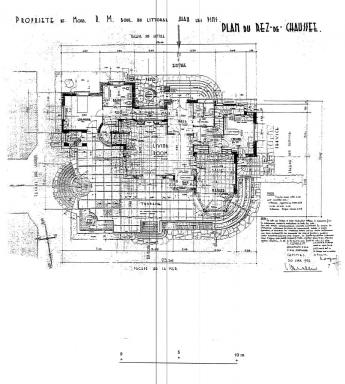 Proprit de Mons. R. M. boul. du littoral Juan-les-Pins. [Villa La Calade] Plan du rez-de-chausse. 1937.