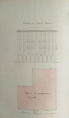 [Immeuble 2 rue Valperga, Nice], lvation sur l'avenue Beaulieu, plan de la construction projete, 1881.