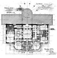 Les Myrtes. Plan de l'entresol. [variante retenue pour les salles de bain donnant au nord], 15, 21, 28 aot 1928.
