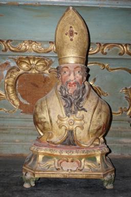 Buste-reliquaire (socle-reliquaire) : saint Eloi de Noyon. Vue gnrale.
