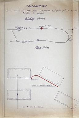 Situ sur le CD n14 entre Collobrires et Cogolin, prs du hameau forestier de Capelude. [Plan de situation et de masse du hameau de Capelude.], [fin d'anne 1964].