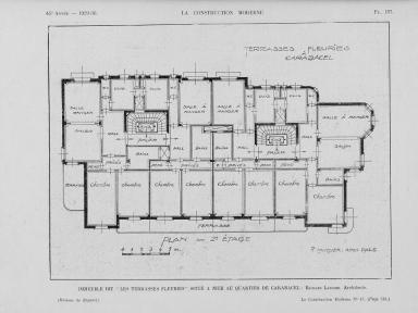 Immeuble dit "Les terrasses fleuries", situ  Nice au quartier de Carabacel, Richard Laugier architecte, plan du 2me tage, [1930].