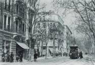 [Boulevard Gambetta, Nice], circa 1910. Au premier plan  gauche l'immeuble "villa La source". Remarquer l'enduit de faade,  la tonalit soutenue. 