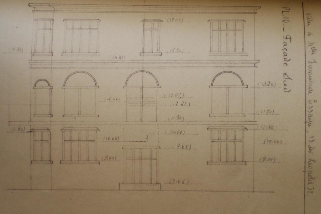 Villa de Mlle Fernande Essayie [avenue Lopold II, Nice], faade sud, 1934.