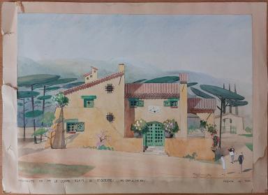 Proprit de Mr. le comte Alain de Vergennes au Cap d'Antibes. Faade au sud. [Mas Notre-Dame], [vers 1926].